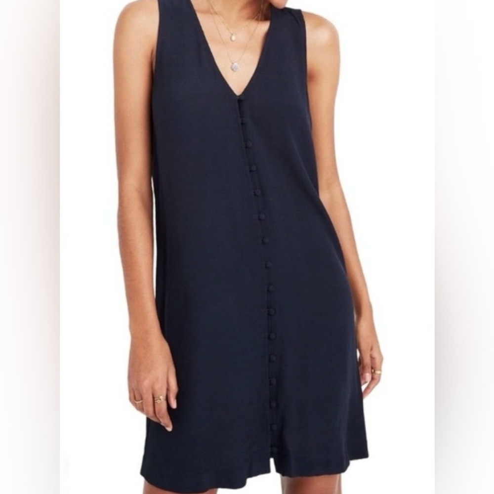 Madewell Navy Button Down Viscose dress small